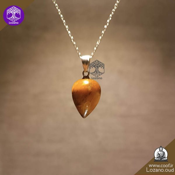 مدال دوکی سنگ چشم ببر قهوه‌ای طلایی همراه با زنجیر، مناسب برای شجاعت، تمرکز و جذب ثروت - www.coof.ir - فروشگاه عود کوف